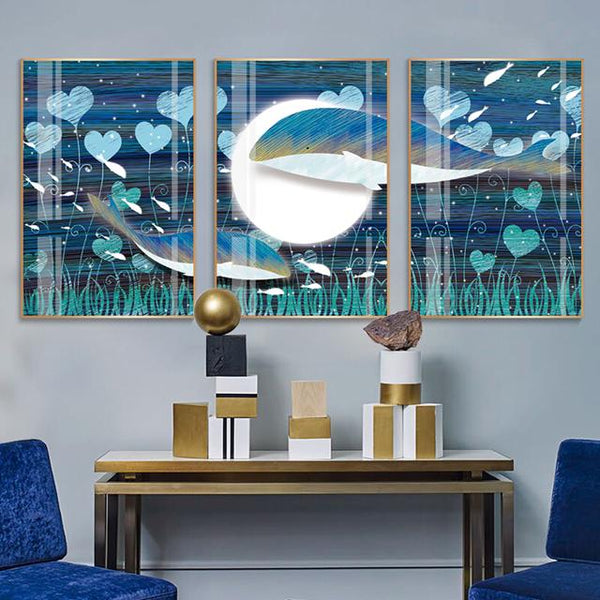 סט 3 תמונות קנבס שביל הלבבות - PHOTO-GLASS