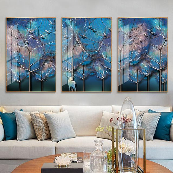 סט 3 תמונות קנבס - שמיים כחולים - PHOTO-GLASS