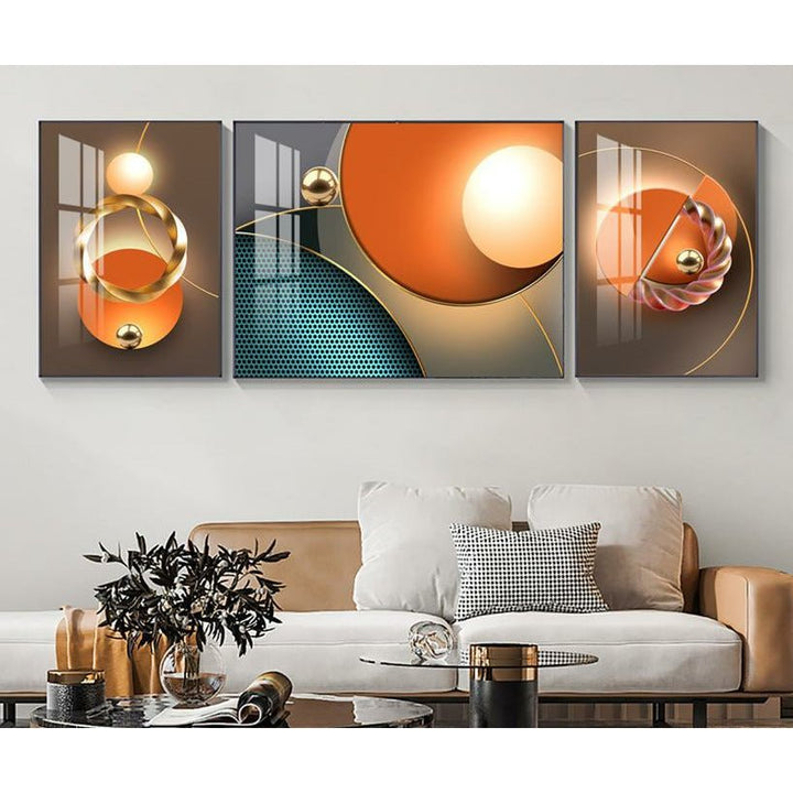 סט 3 תמונות קנבס - צורות ואורות - PHOTO-GLASS