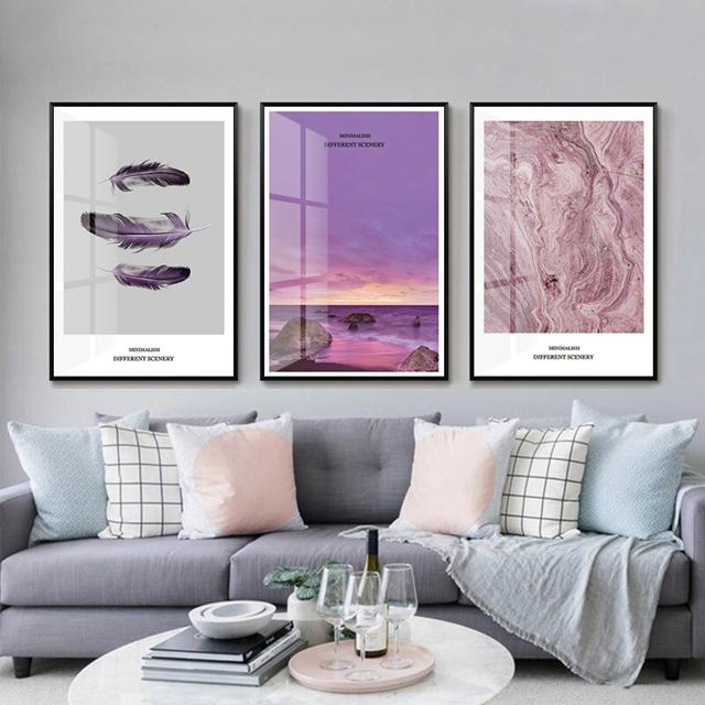 סט 3 תמונות זכוכית - בסגנון מינימליסטי | לחדר השינה - PHOTO-GLASS