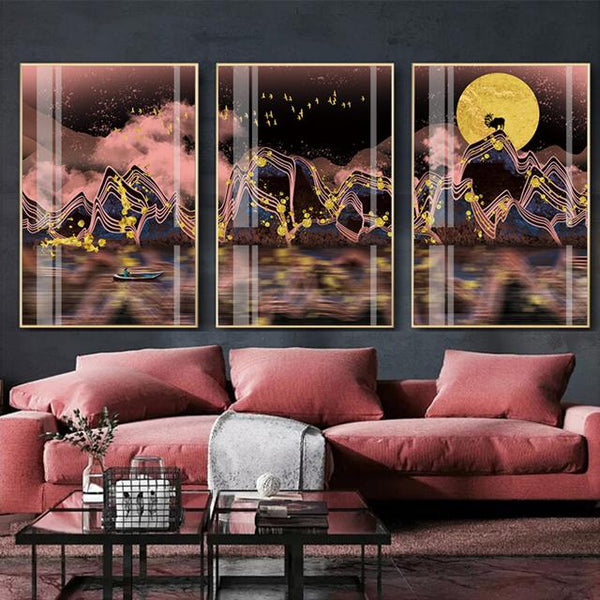סט 3 תמונות זכוכית - הרמוניה אבסטרקט - PHOTO-GLASS