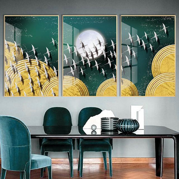 סט 3 תמונות זכוכית - שביל הציפורים - PHOTO-GLASS