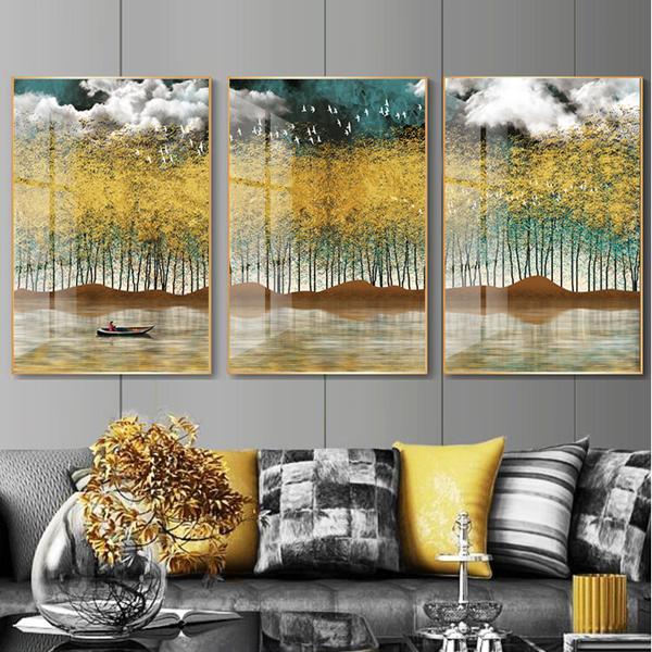סט 3 תמונות זכוכית - סירה בנהר - PHOTO-GLASS