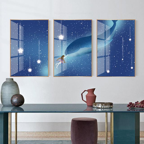 סט 3 תמונות זכוכית כוכבים - PHOTO-GLASS