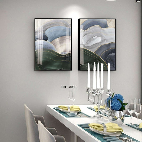זוג תמונות זכוכית משיכות צבע | תמונות למטבח - PHOTO-GLASS